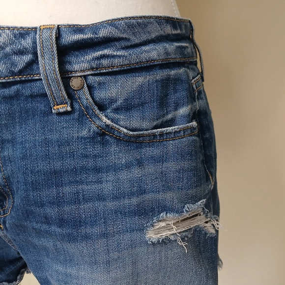 PAIGE Y2K Distressed Thrashed Daryn Denim Shorts Blue Size 28 - Picture 3 of 9